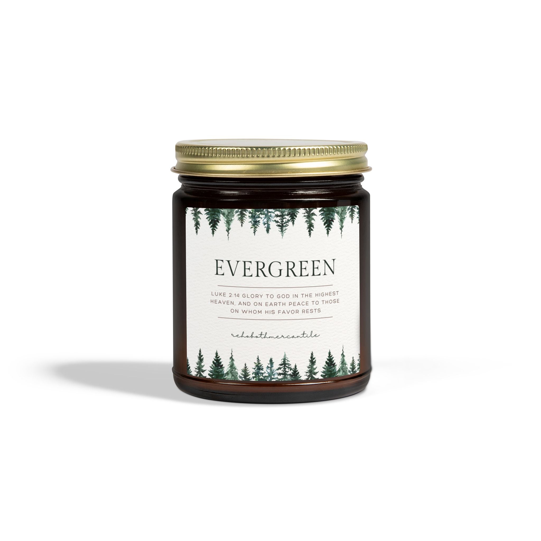 Evergreen Scented Candle - Luke 2:14 - Coconut Apricot Wax (4oz, 9oz)