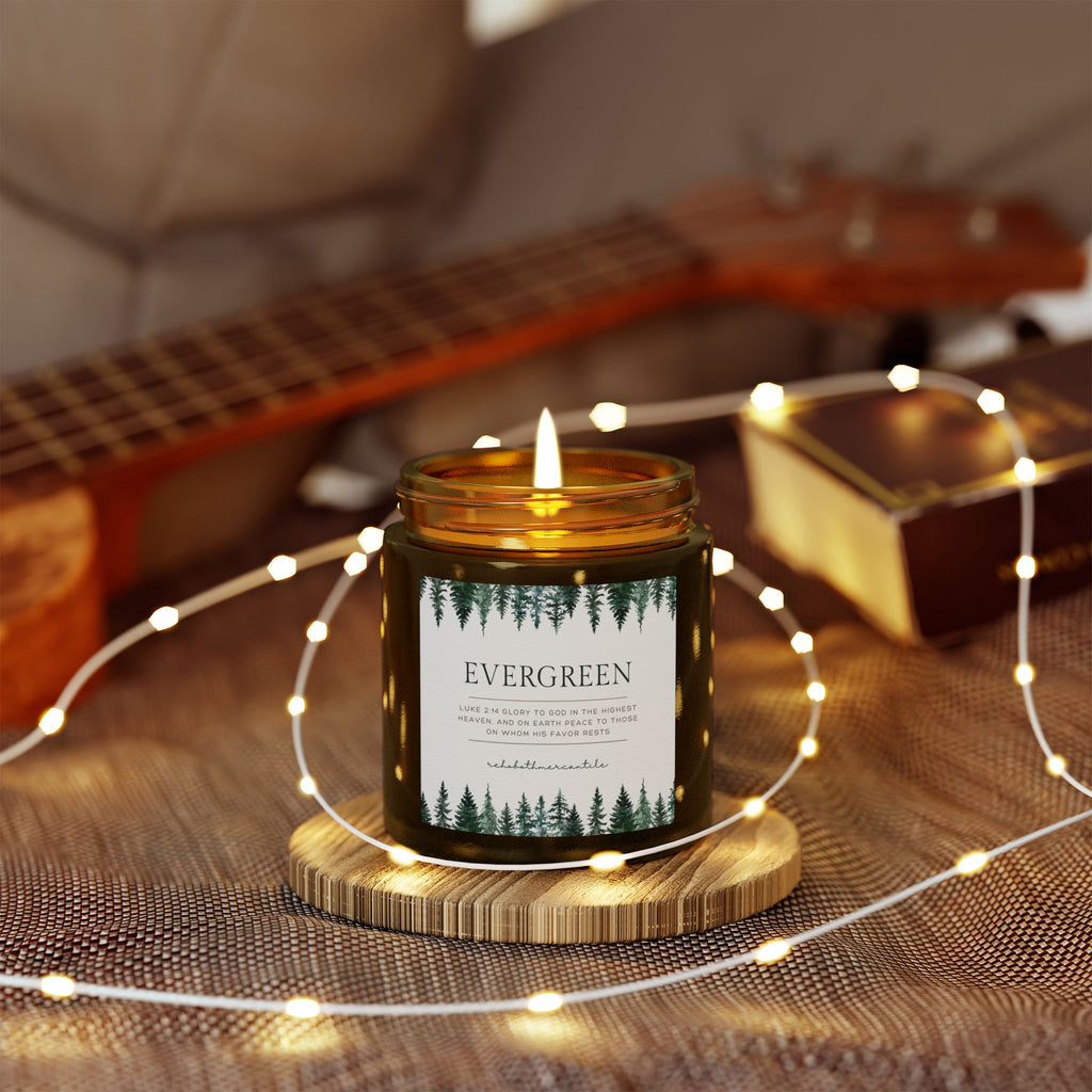 Evergreen Scented Candle - Luke 2:14 - Coconut Apricot Wax (4oz, 9oz)