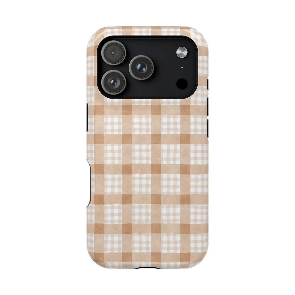 Beige Plaid | Magnetic Impact-Resistant Case (IOS)