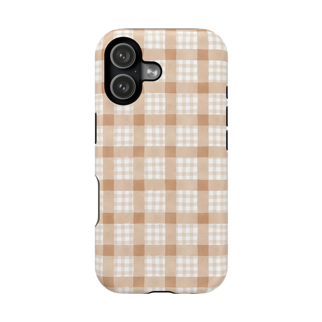 Beige Plaid | Magnetic Impact-Resistant Case (IOS)