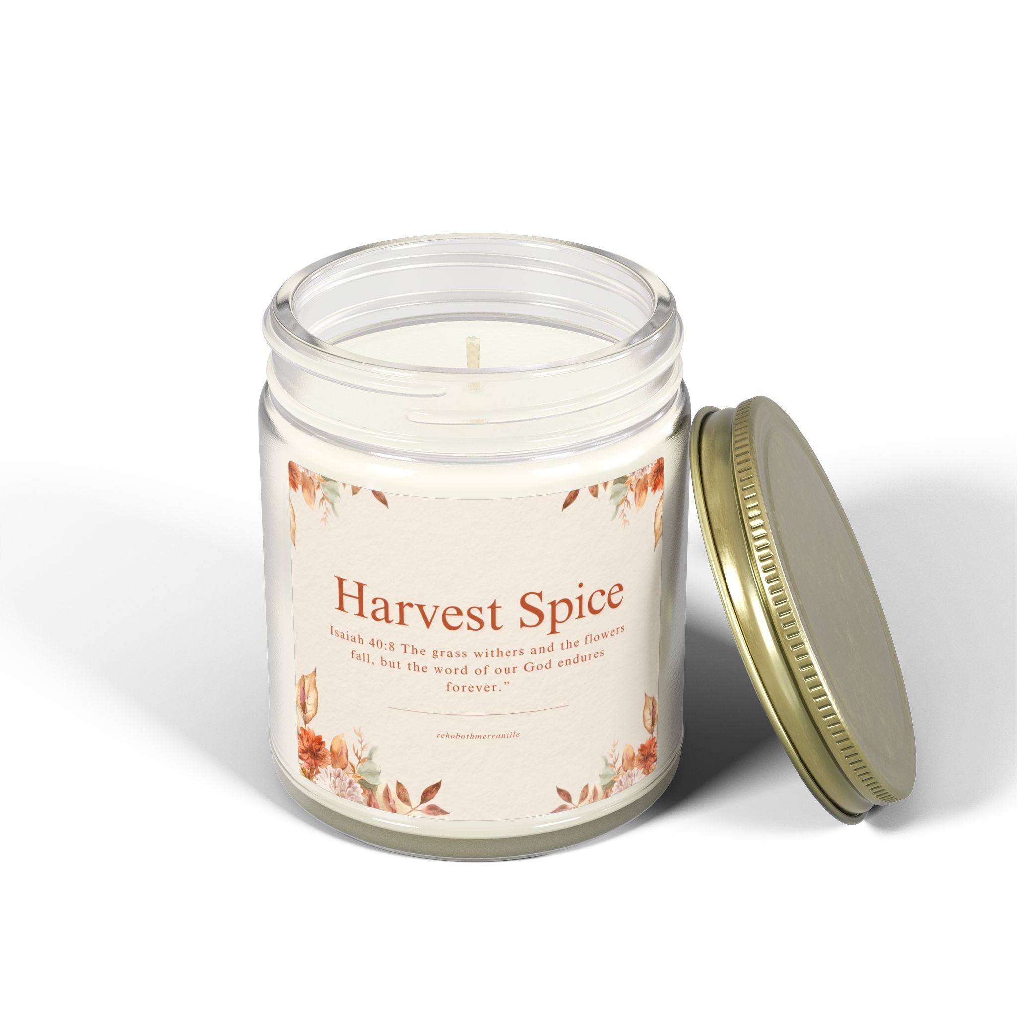 Harvest Spice Scented Candle - Isaiah 40:8 - Coconut Apricot Wax (4oz & 9oz)