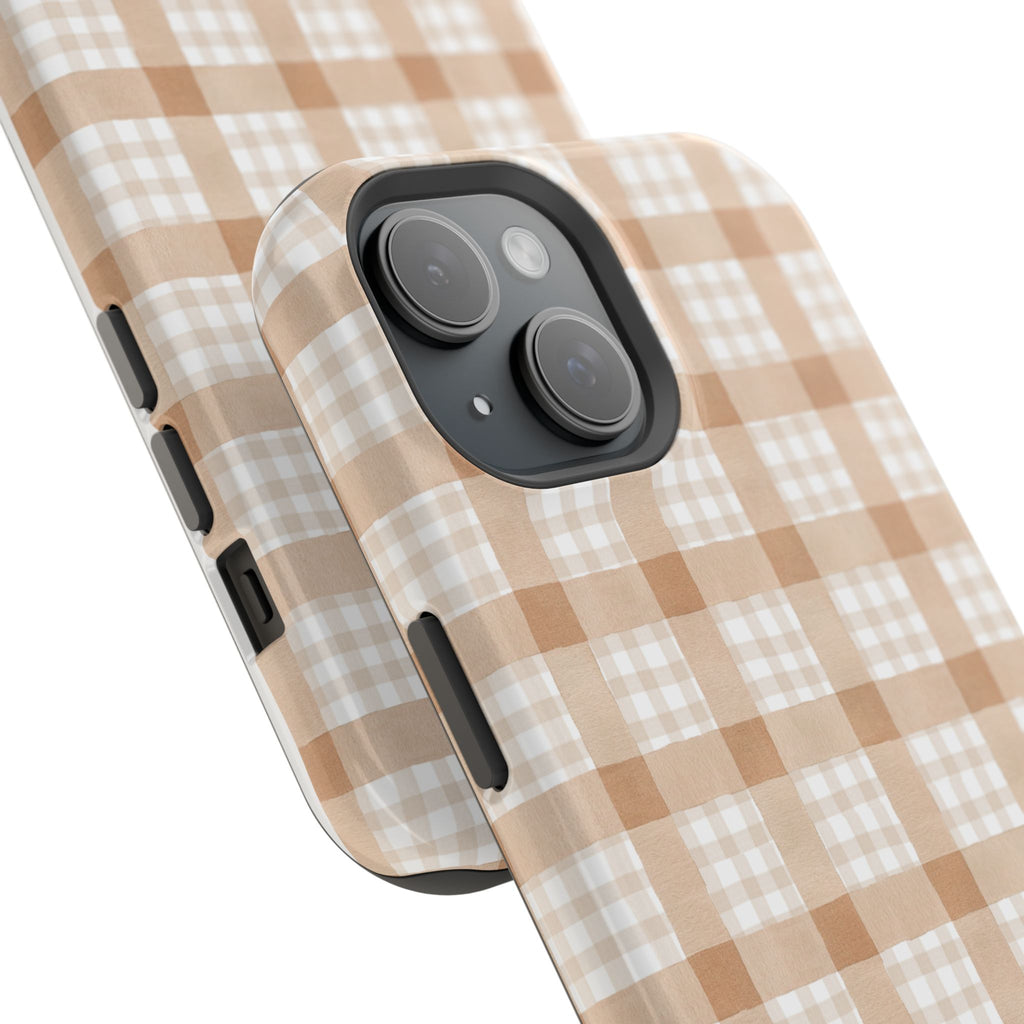 Beige Plaid | Magnetic Impact-Resistant Case (IOS)