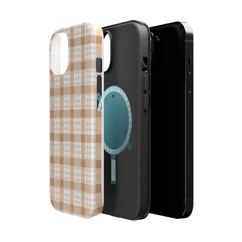 Beige Plaid | Magnetic Impact-Resistant Case (IOS)