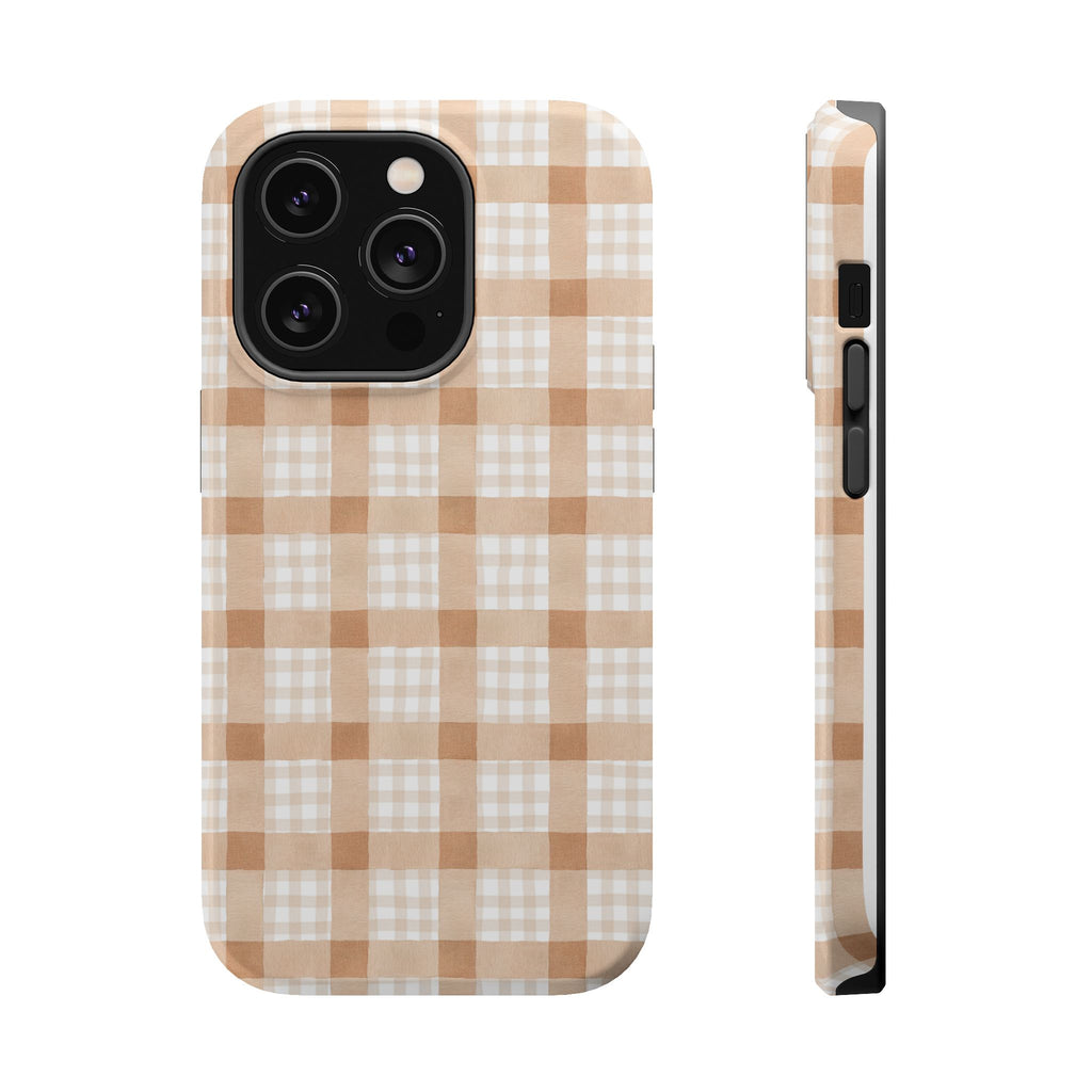 Beige Plaid | Magnetic Impact-Resistant Case (IOS)