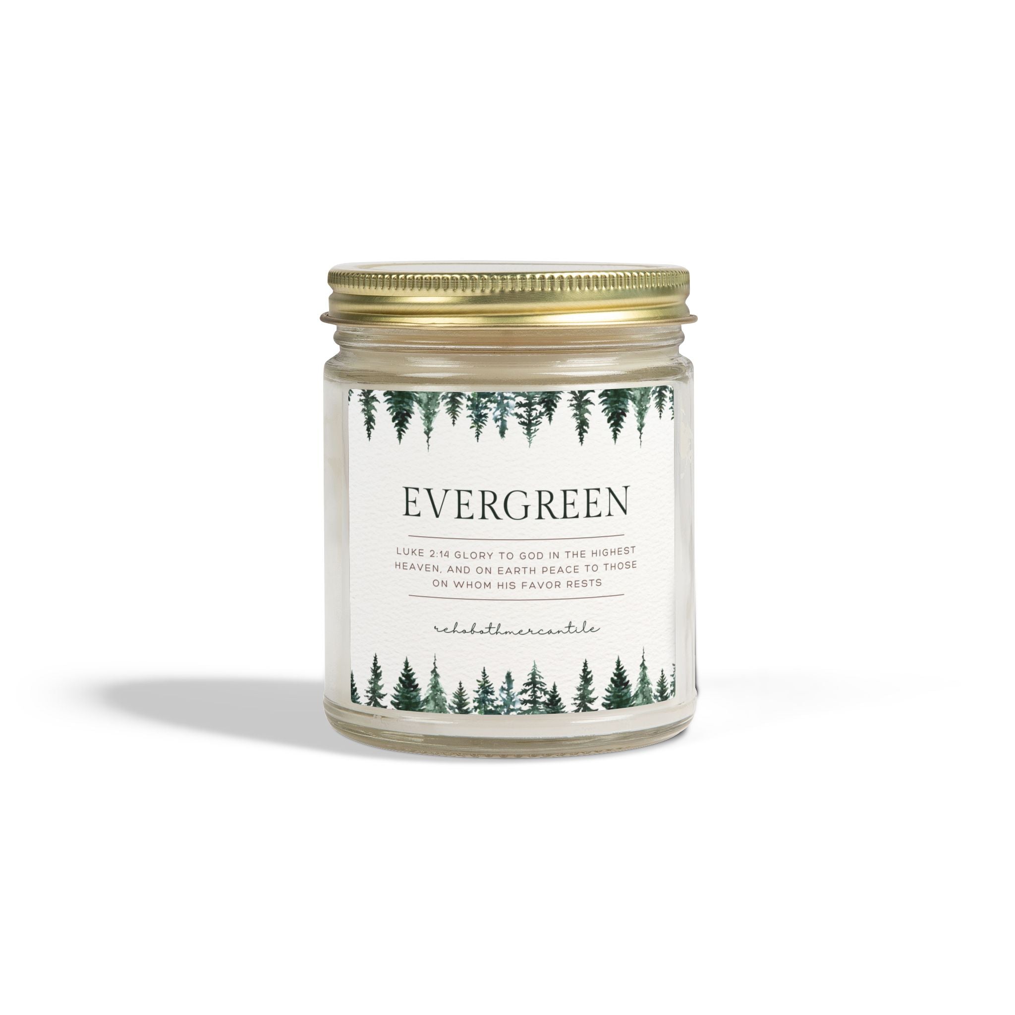 Evergreen Scented Candle - Luke 2:14 - Coconut Apricot Wax (4oz, 9oz)