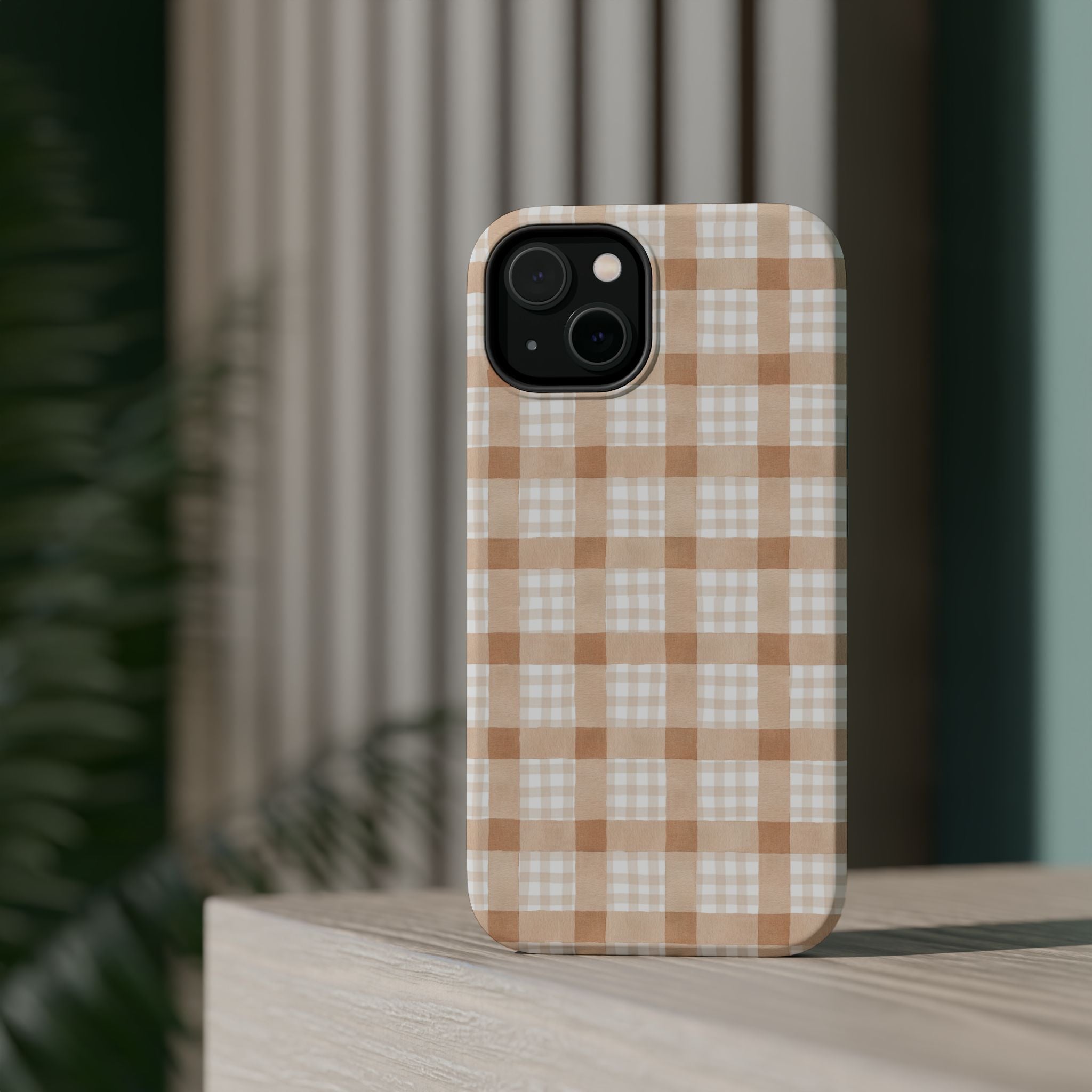 Beige Plaid | Magnetic Impact-Resistant Case (IOS)