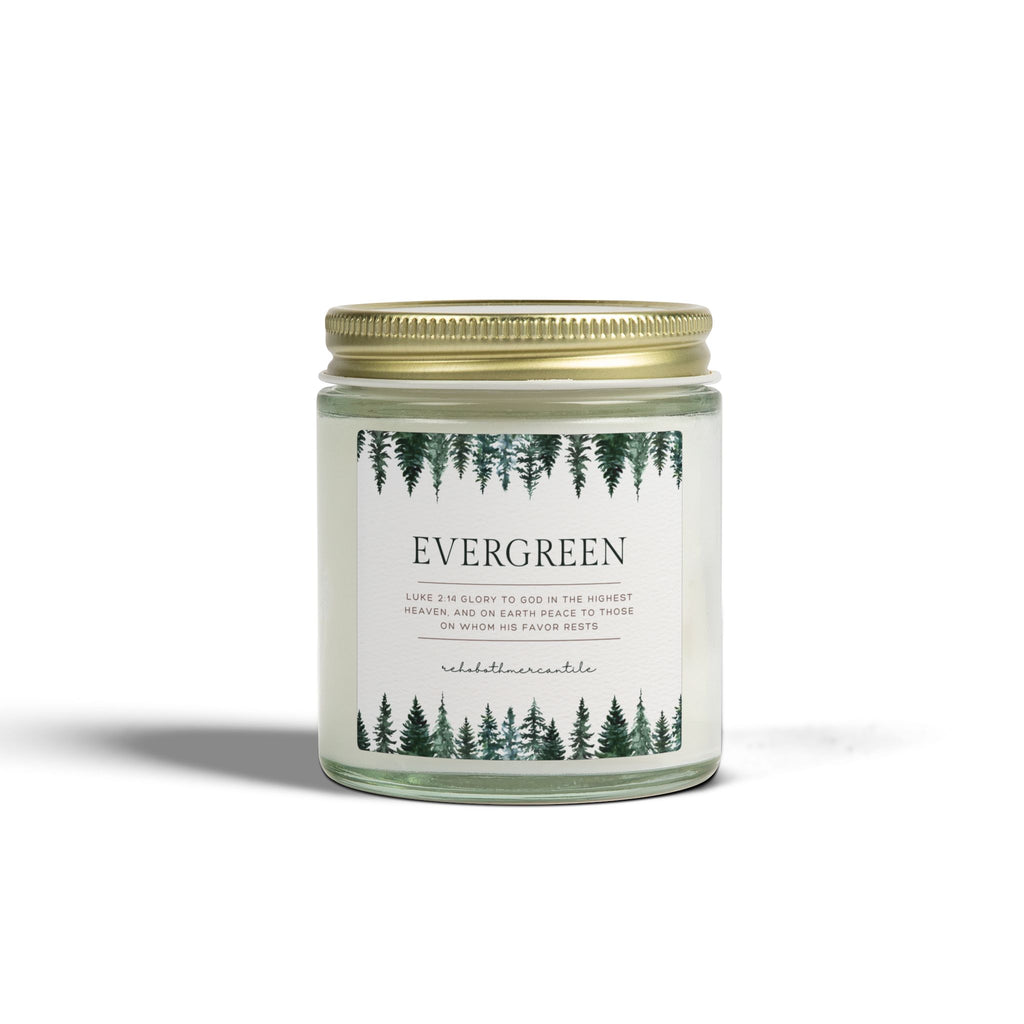Evergreen Scented Candle - Luke 2:14 - Coconut Apricot Wax (4oz, 9oz)