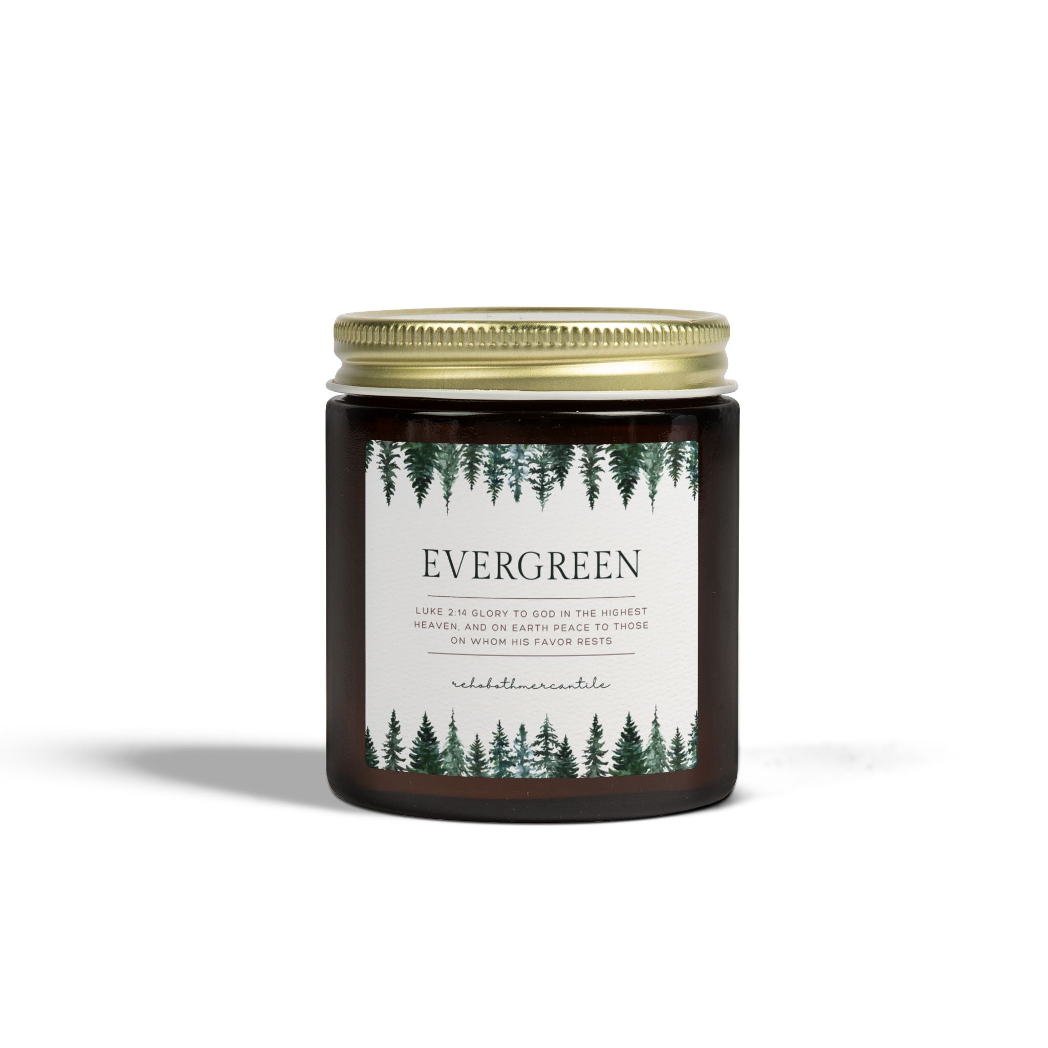 Evergreen Scented Candle - Luke 2:14 - Coconut Apricot Wax (4oz, 9oz)